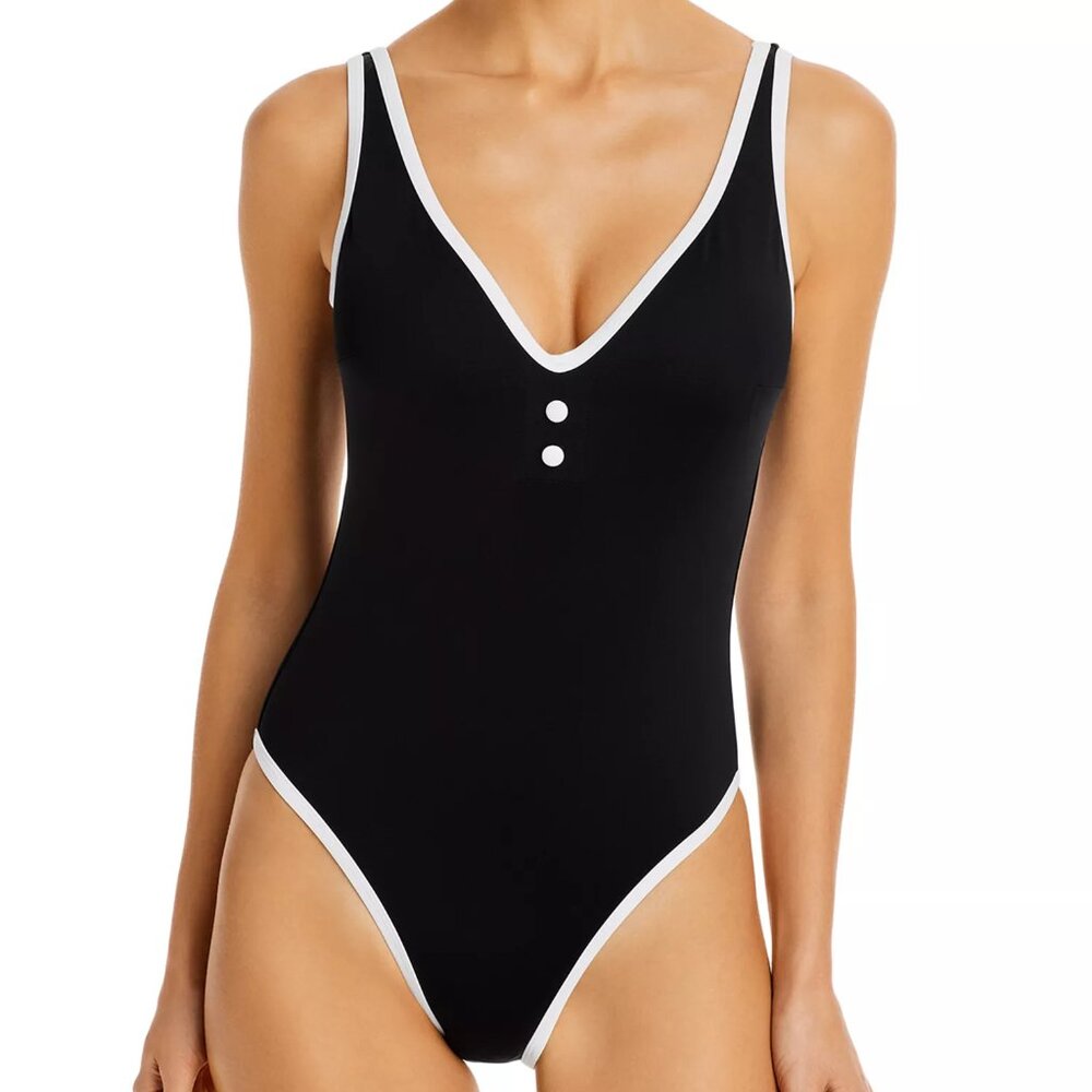 Aqua Swim Button One Piece Swimsuit
